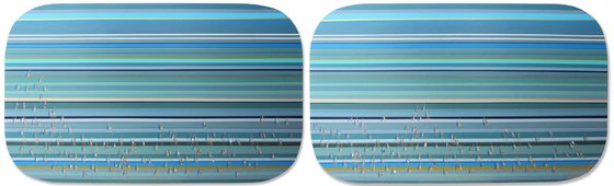 Swimmers 142 Diptych Ironman triathletes in blue stripes sea