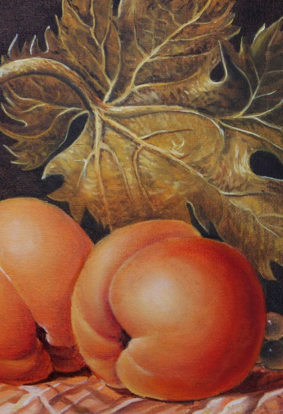 Peaches (study of the technique of the Dutch still life)