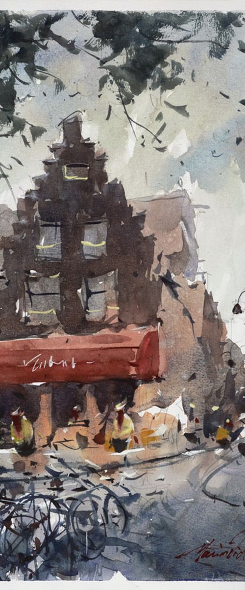 Amsterdam, watercolor art. by Marin Victor