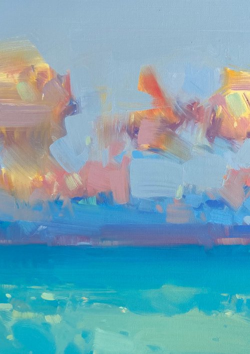 Pacific Clouds, Original oil painting, Handmade artwork, One of a kind by Vahe Yeremyan