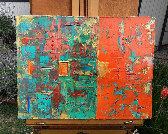 Abstraction with Orange Gold Box