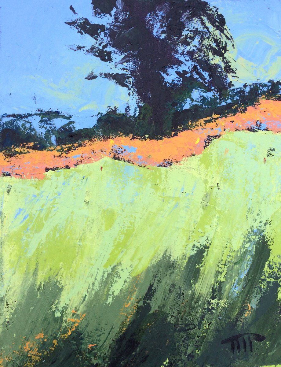 Expressive Landscape Acrylic Painting By Michele Paris, 11 X 14", i? L