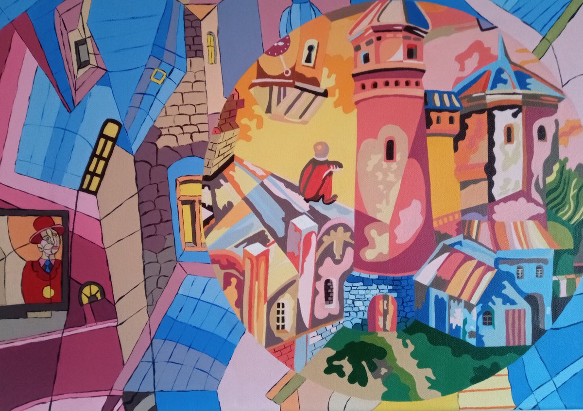 Abstract Acrylic Painting By Corinne Hamer, 23 X 17, Pensive Mode, Original Artwork