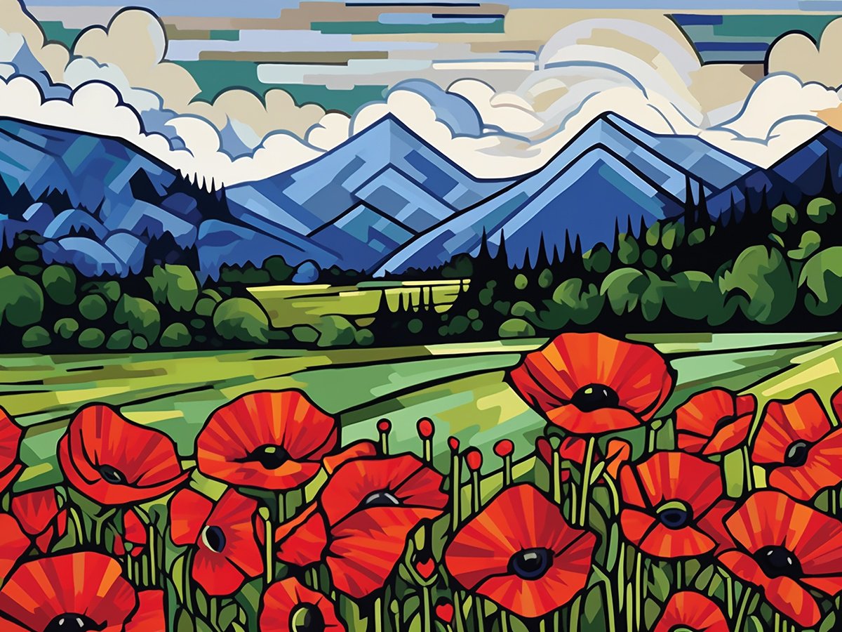 Urban And Pop Acrylic Painting , Poppies By Kosta Morr, 31 X 24, Artwork For Sale On Artfinder