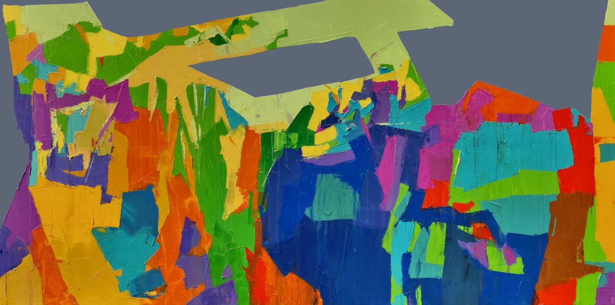 Abstract Acrylic Painting By Abhishek Kumar, 102 X 54, Abstract Elevations, Original Artwork