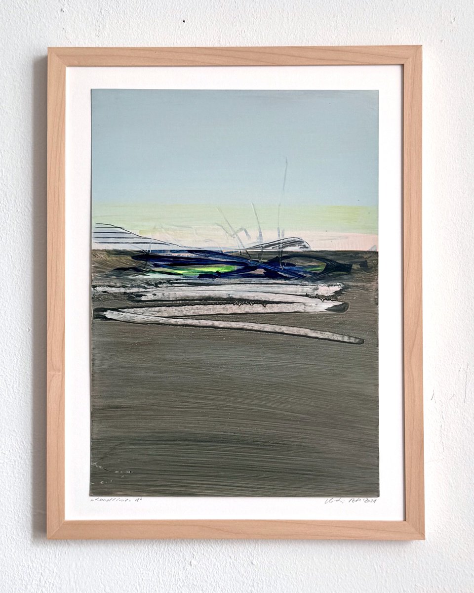 Organic Landscape Oil Painting By Katrin Roth, 13 X 17", Landlinien 1, Original Artwork