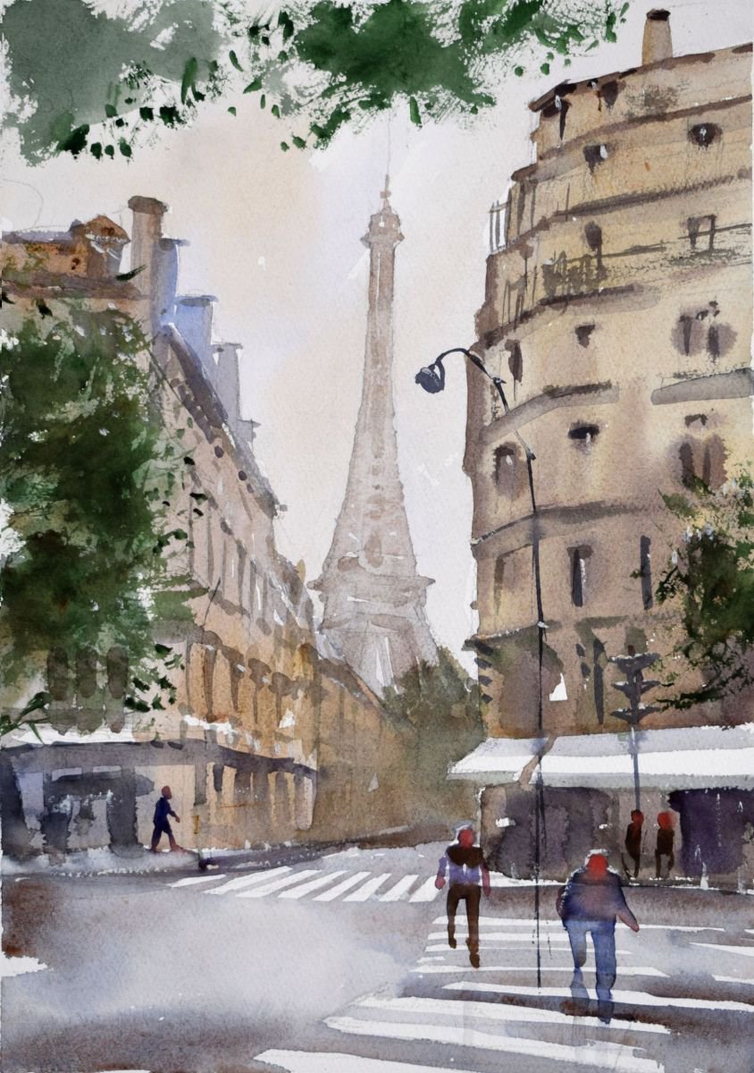 Streets of Paris Watercolour by Goran Žigolić Watercolors | Artfinder