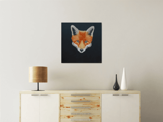 Sly. Oil on canvas fox painting.