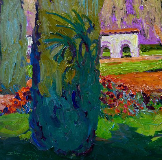 Garden with Cypress Trees