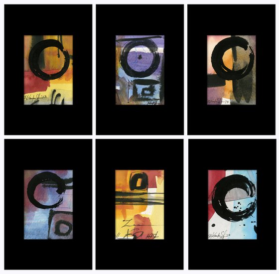 Enso Art 2 - Collection of 6 Matted Paintings by Kathy Morton Stanion
