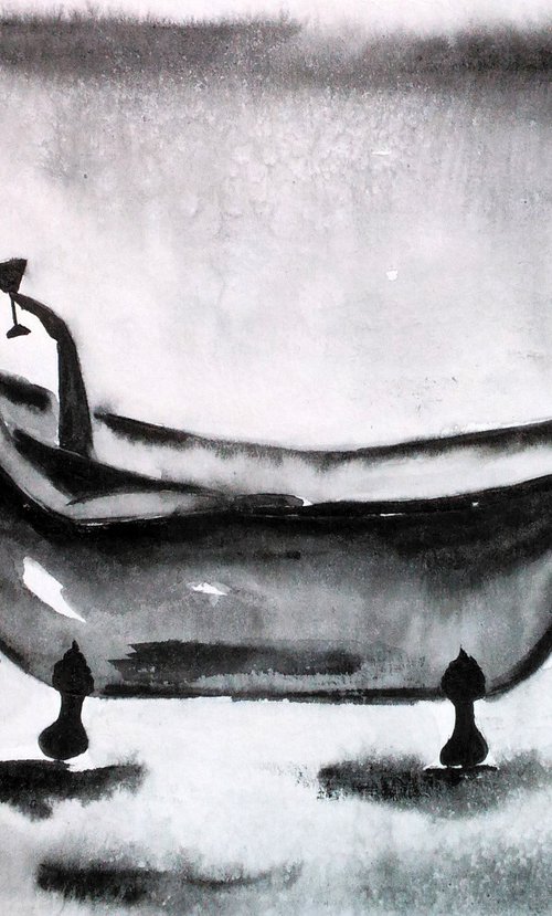 woman and cat original watercolor paintign" No privacy space" by Halyna Kirichenko