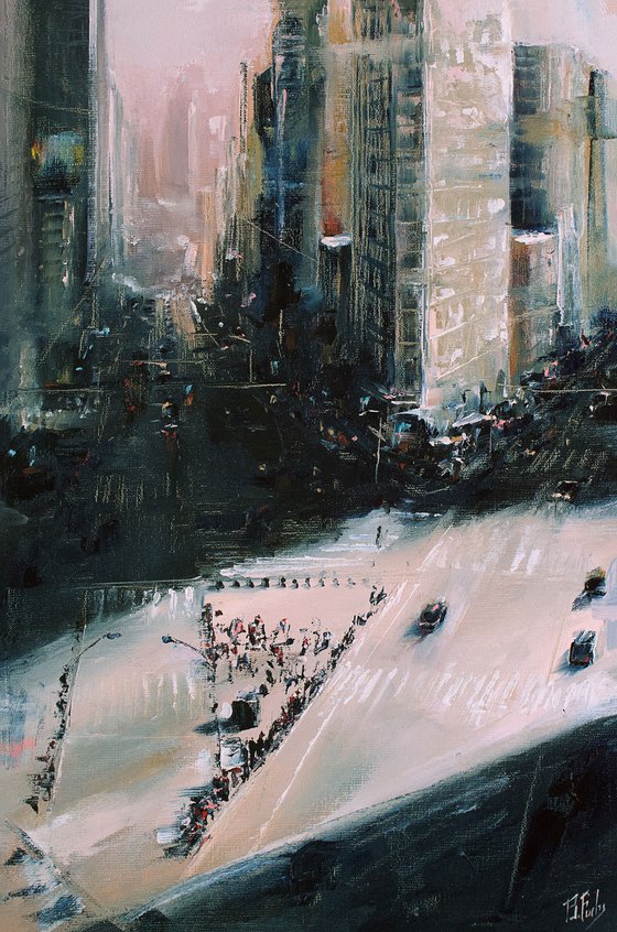 City painting Flatiron Building Manhattan New York