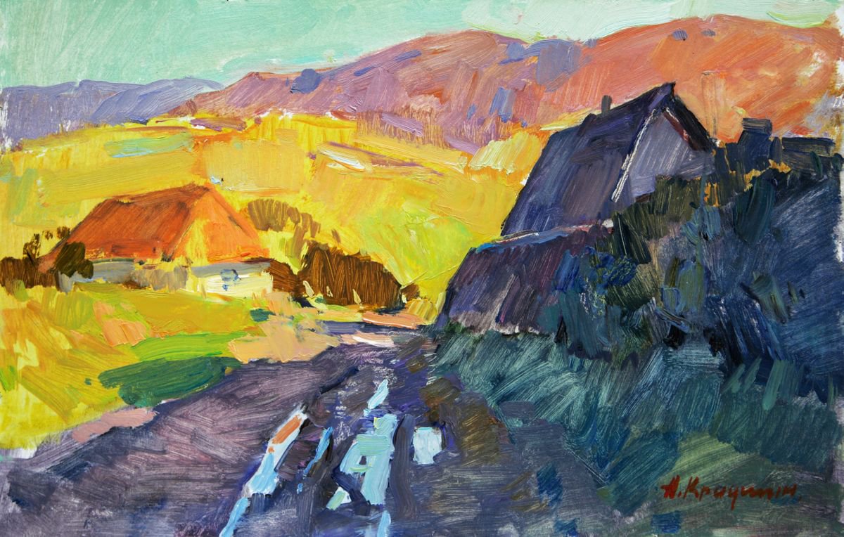 Impressionistic Landscape Oil Painting By Aleksandr Kryushyn, 18 X 12, Autumn Morning. Stuzhytsya Village, Original Artwork