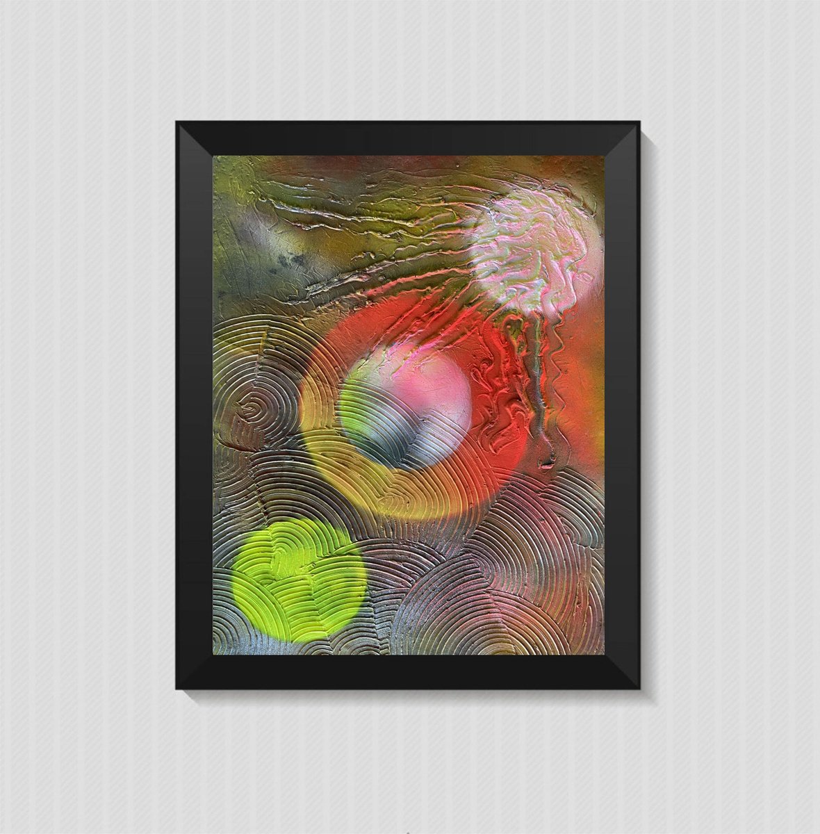 Abstract Acrylic Painting By Juan Jose Garay, 20 X 28", Abstractransformationcircle12, Original Artwork