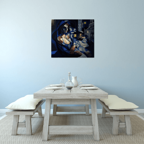 Night(90x80cm,  oil painting, ready to hang)