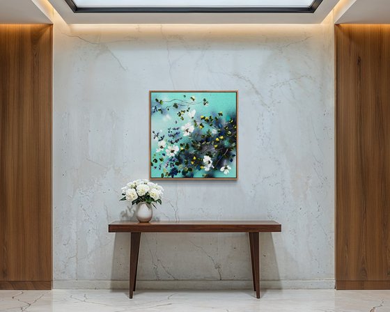 Golden Buds in Turquoise Air