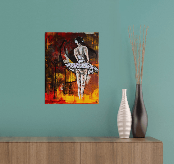 Midnight Ballerina - Original Modern Ballerina Dancer Portrait Art Painting on Canvas Ready To Hang