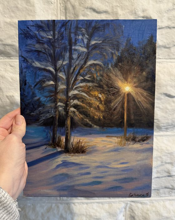 Winter evening original artwork