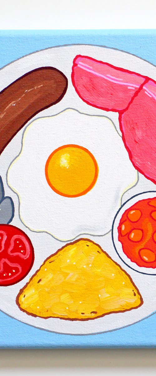 Cooked Breakfast Pop Art Painting on Canvas by Ian Viggars