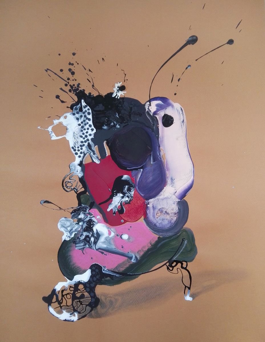 Surrealistic Animal Acrylic Painting By Stefano Mazzolini, 20 X 26", Qglumpa, Original Artwork