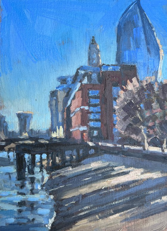 Oxo Tower and Blackfriars Bridge mini painting