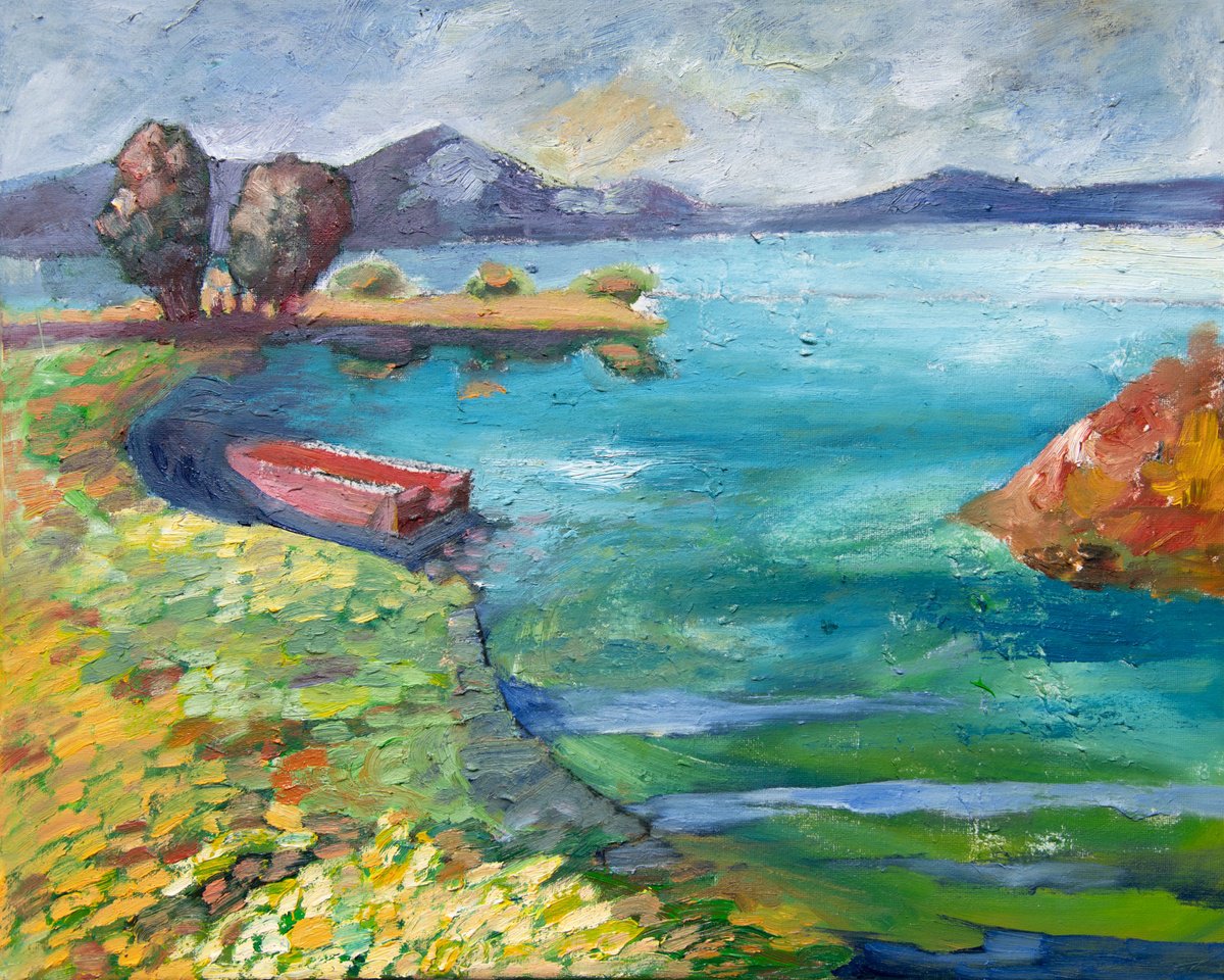Red Boat Myvatn - Iceland By Elizabeth Anne Fox, 20 X 16, Artwork For Sale On Artfinder