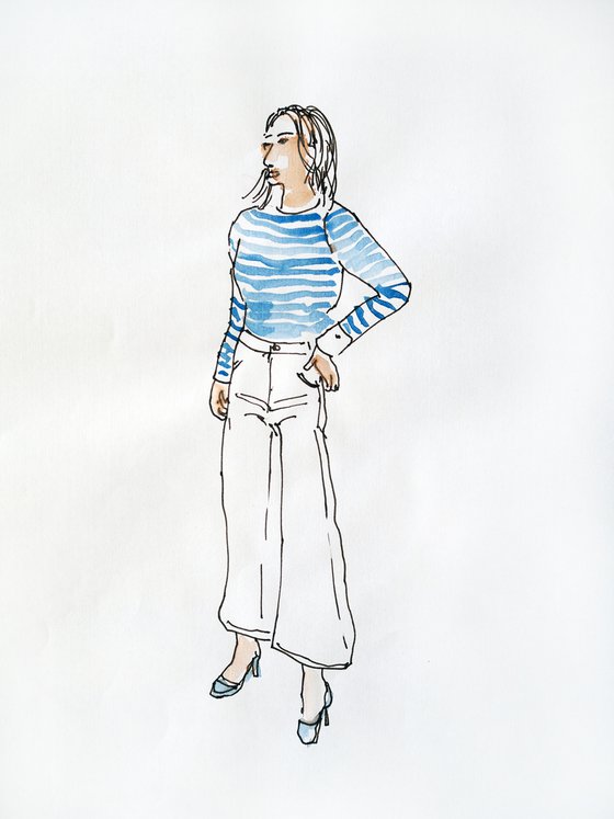 Set of 2 sketches with people - stylish women