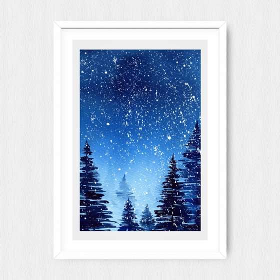 Snowing treescape Watercolour by Svetlana Wittmann | Artfinder