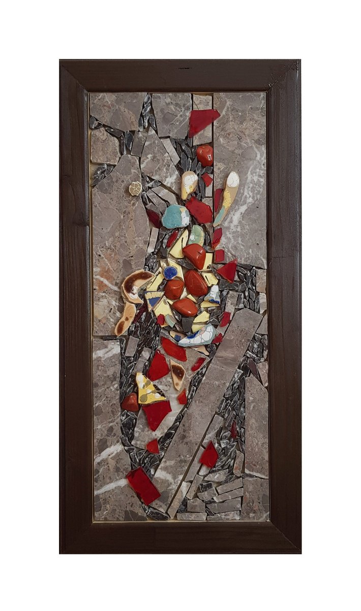 Abstract Relief By Ognyan Hristov, 14 X 27", "Fragment - S15", Original Artwork