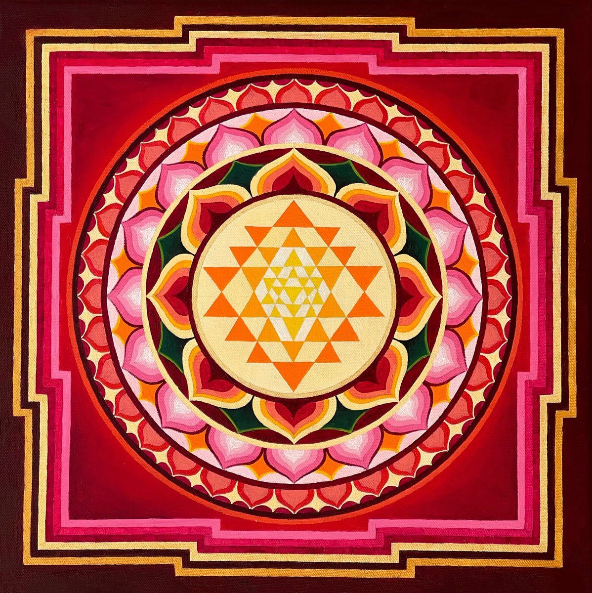 Sri Yantra Deep Red by Diana Titova