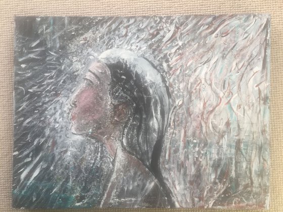 Girl in Shower Large Acrylic Painting Fine Art Canvas Painting Abstract Wall Art Art Water Paintings Rain Art For Sale Buy Art UK Gift Ideas Free Shipping
