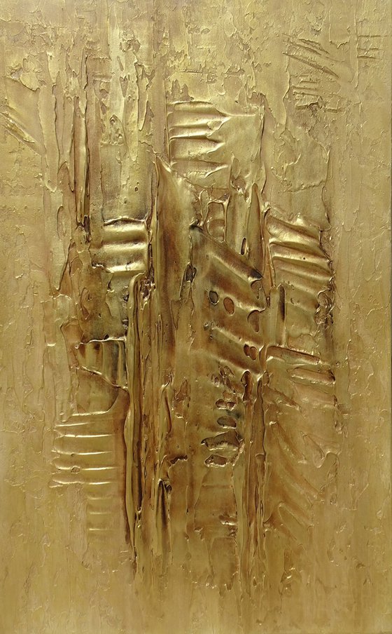 FELICITY II. Gold Abstract Textured Interior 3D Luxury Painting