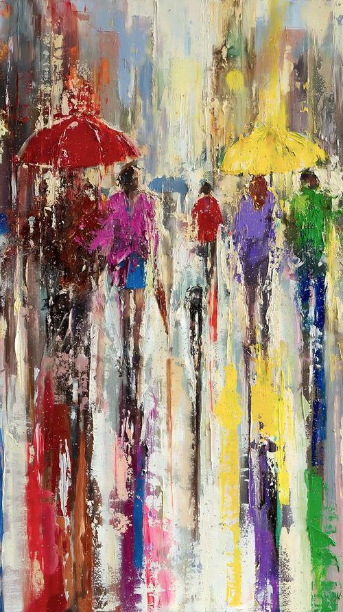 'AFTERNOON IN CITY OF RAIN' Large by Ewa Czarniecka