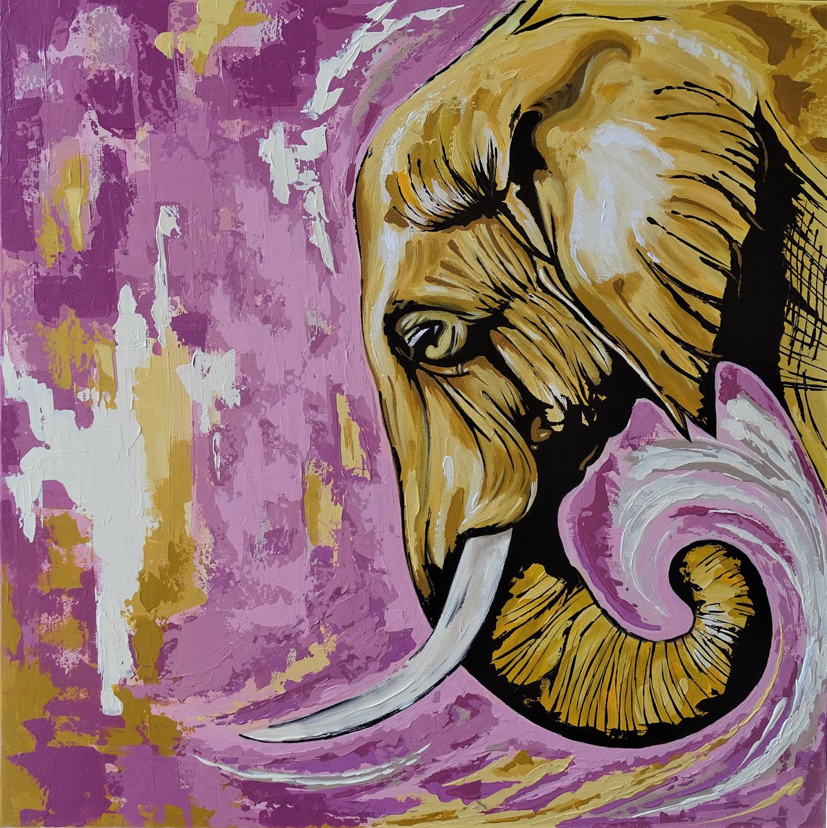 Abstract elephant by Livien Rzen