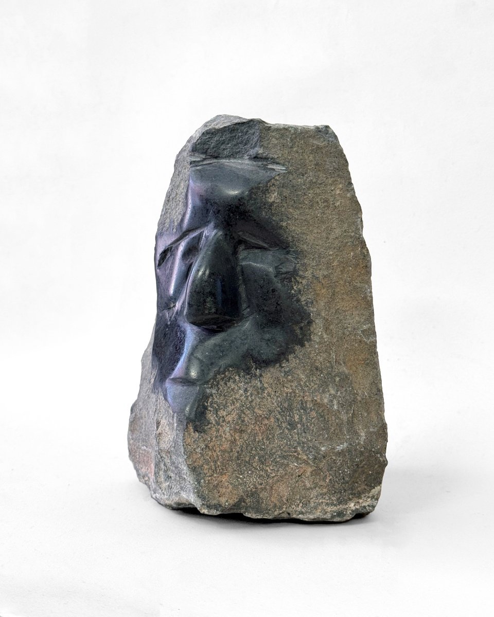 Expressive Portrait Stone Sculpture By Sol Vil, 6 X 8", Portrait, Original Artwork