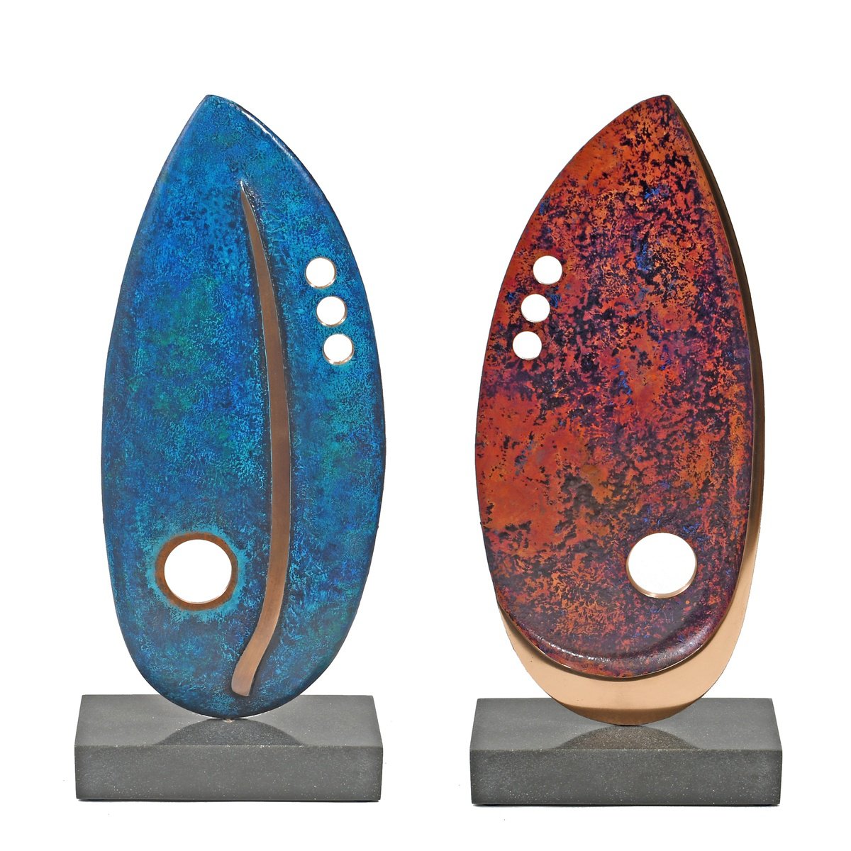 Geometric Abstract Bronze Sculpture By Philip Hearsey, 8 X 19", Anphalos, Original Artwork