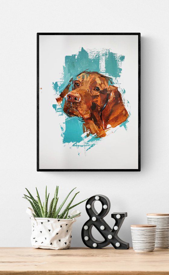 Vizsla portrait | acrylic on paper | unframed