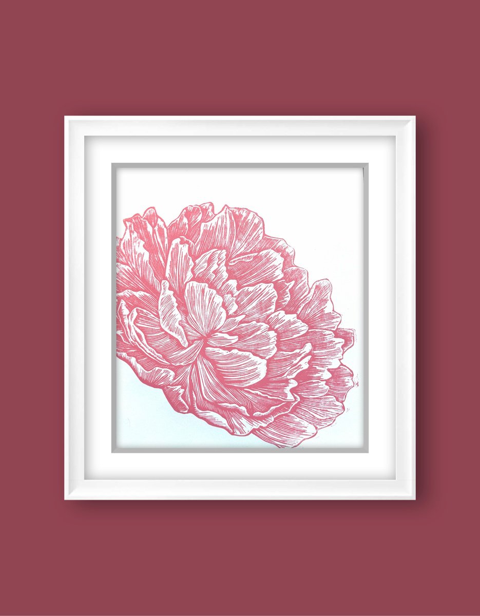 Linocut , Pretty In Pink By Amy Cundall, 12 X 13, Artwork For Sale On Artfinder