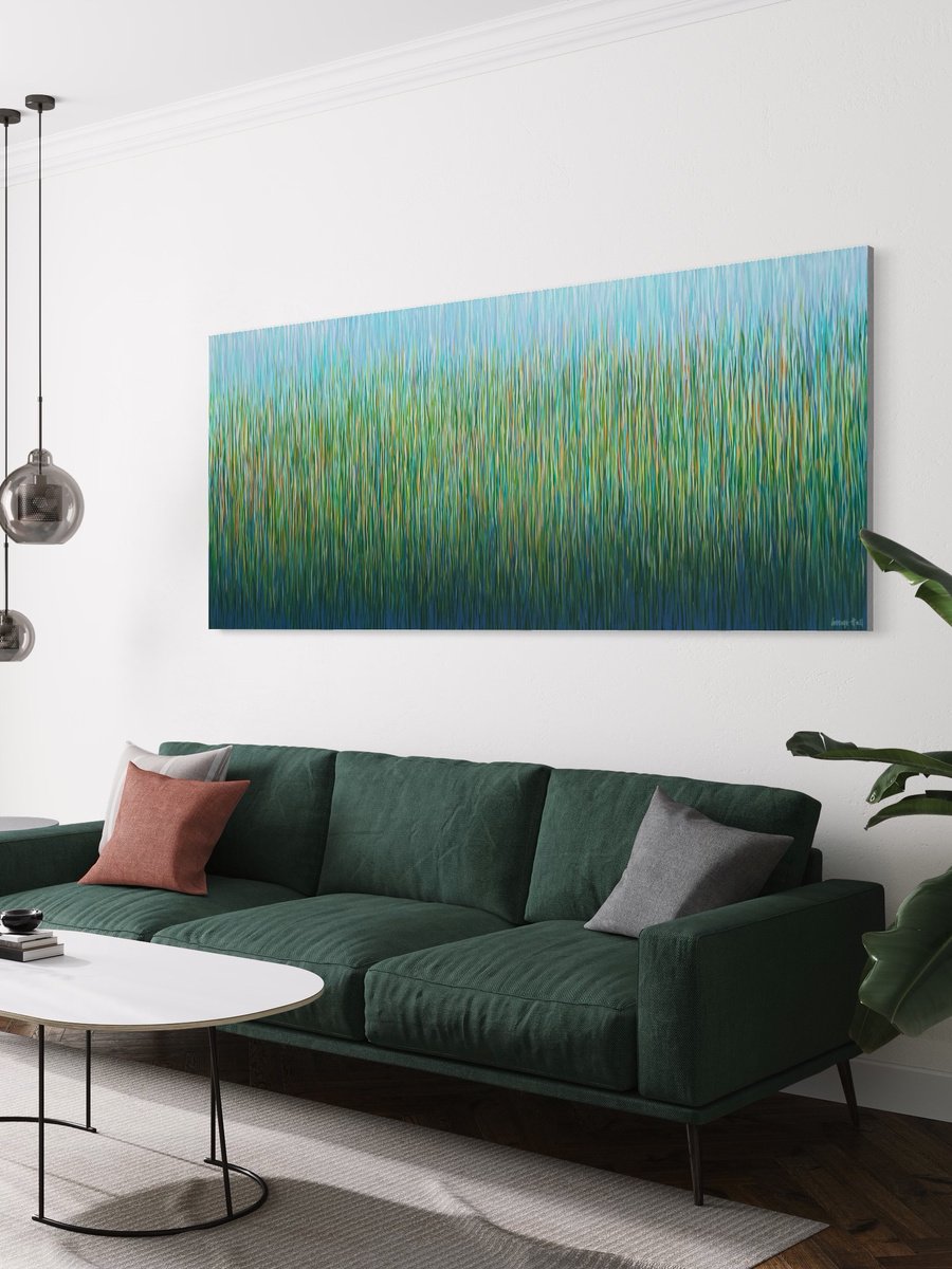 Spring Grass- 200 x 85 acrylic on canvas by George Hall