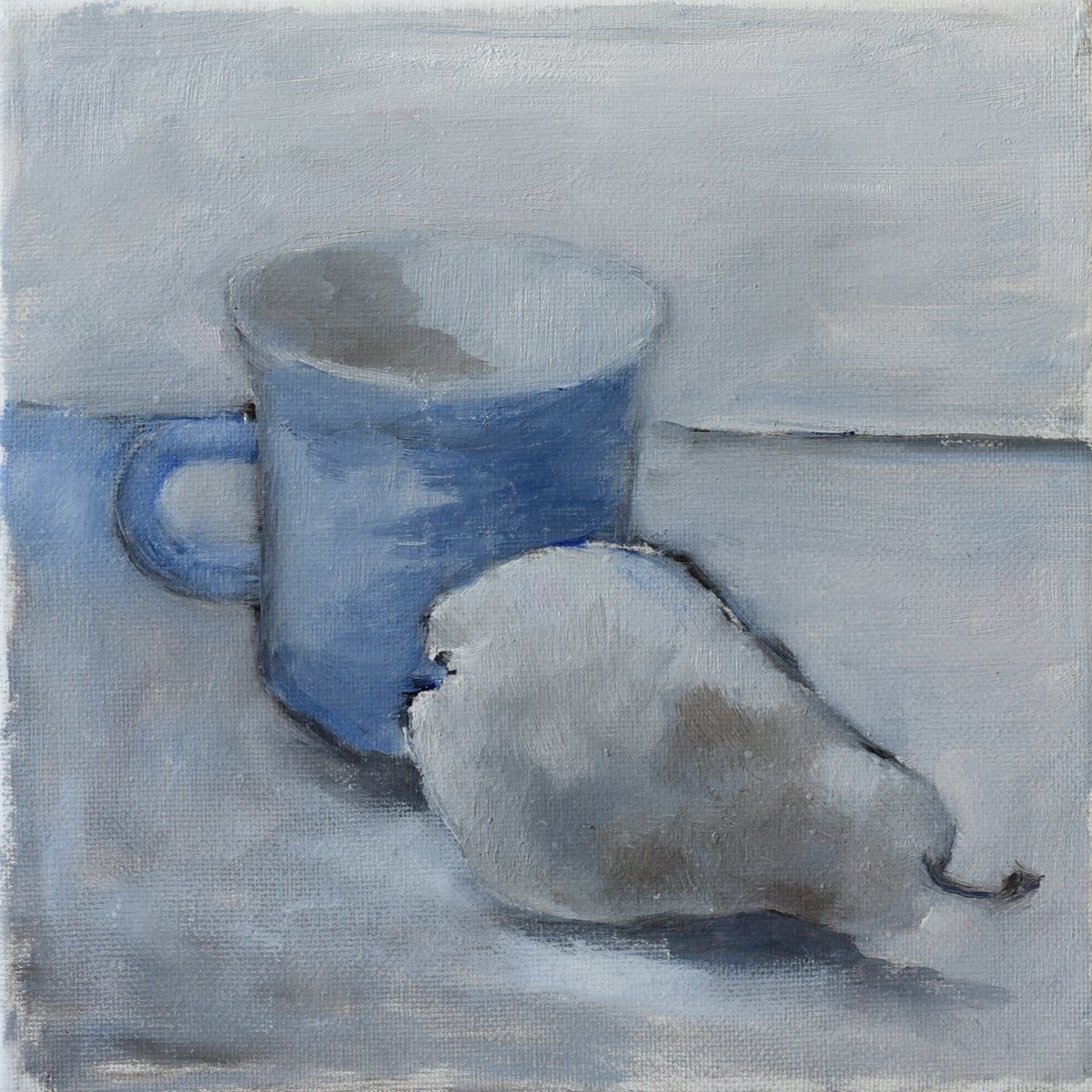Sketch with the pear and blue cup by Elena Zapassky