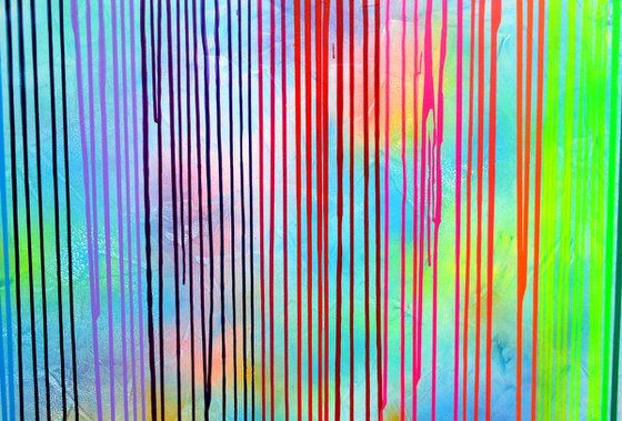200x80x4 cm Melted Rainbow - XXXL Huge Modern Abstract Big Painting, FREE SHIPPING - Large Painting - Ready to Hang, Hotel and Restaurant Wall Decoration