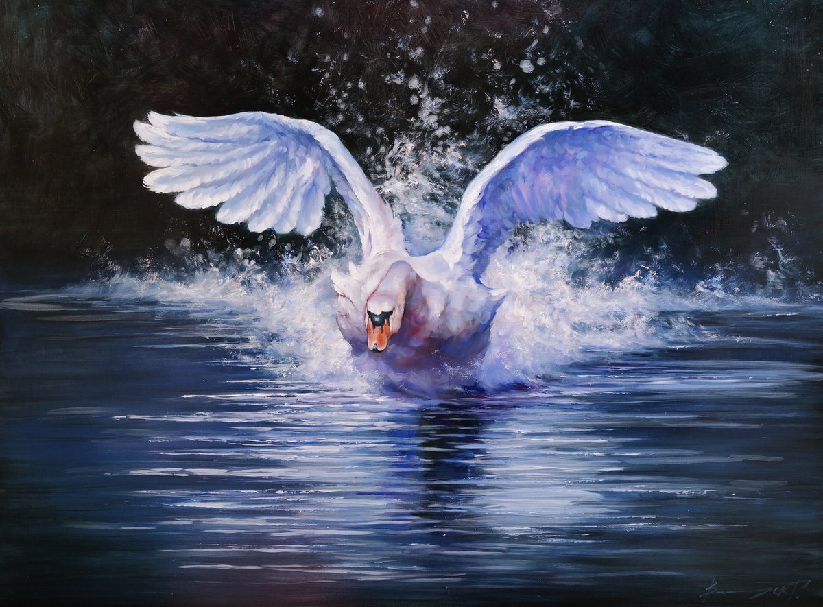 Impressionistic Animal Oil Painting By Gennady Vylusk, 31 X 24, A Moment Of Freedom, Original Artwork