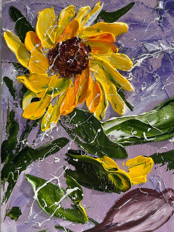 Sunflowers Sparrow painting