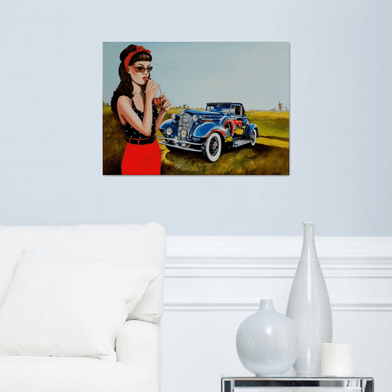 Pin up with vintage car