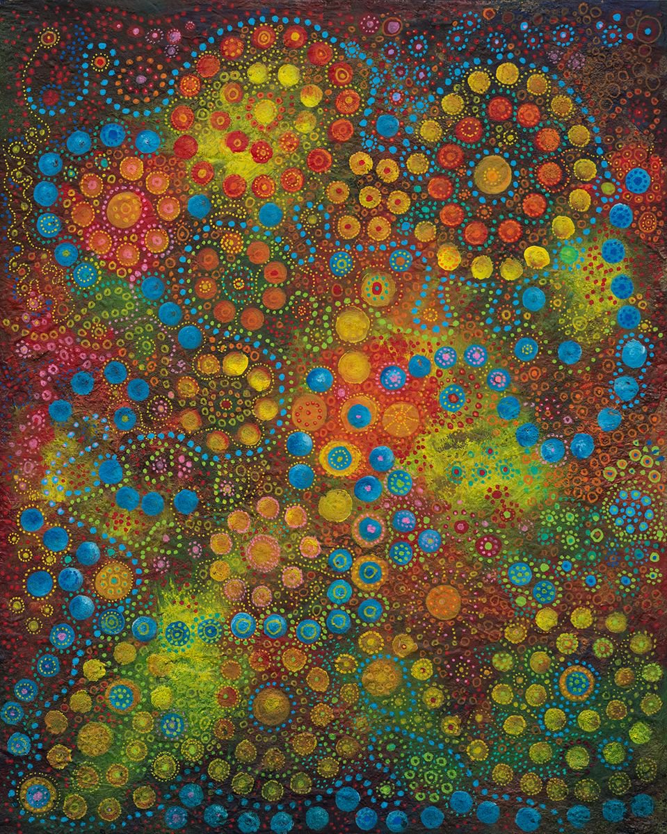 Organic Abstract Acrylic Painting By Peter Zelei, 16 X 20", Pathways Of Dreamland, Original Artwork