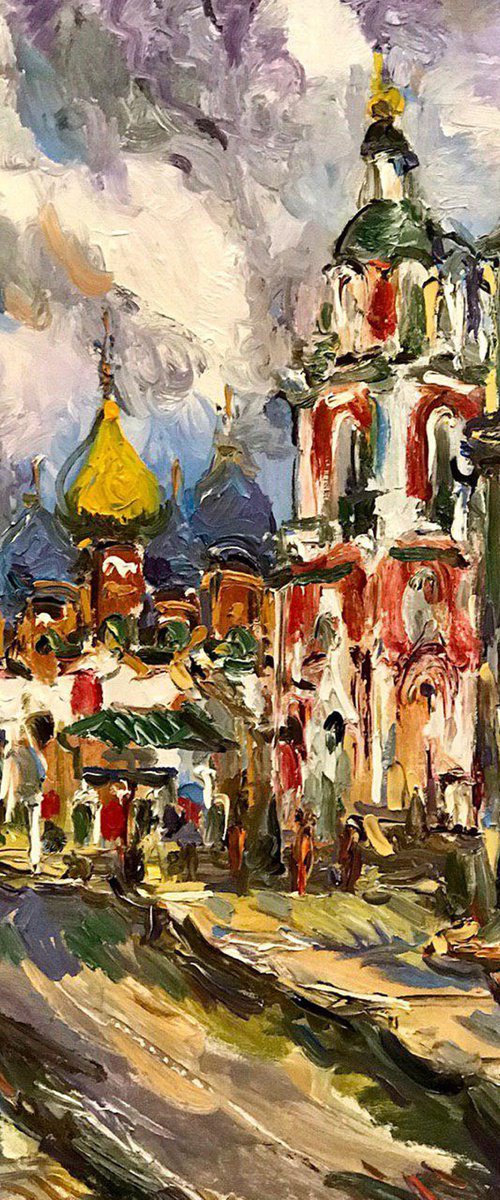 Varvarka Street. Moscow - Moscow Cityscape - Oil painting - Gift by Karakhan