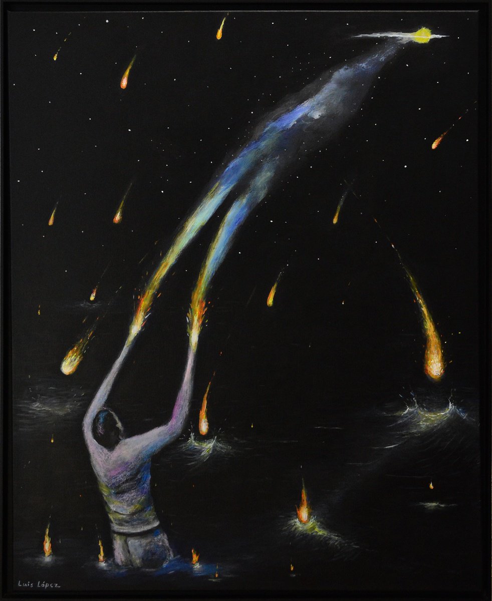 Surrealistic Portrait Acrylic Painting By Luis Lopez, 33 X 41", Bliss, Original Artwork