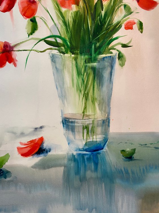 Sold Watercolor “Still life. Poppies” perfect gift