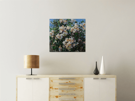 Summer roses Impasto Original oil painting