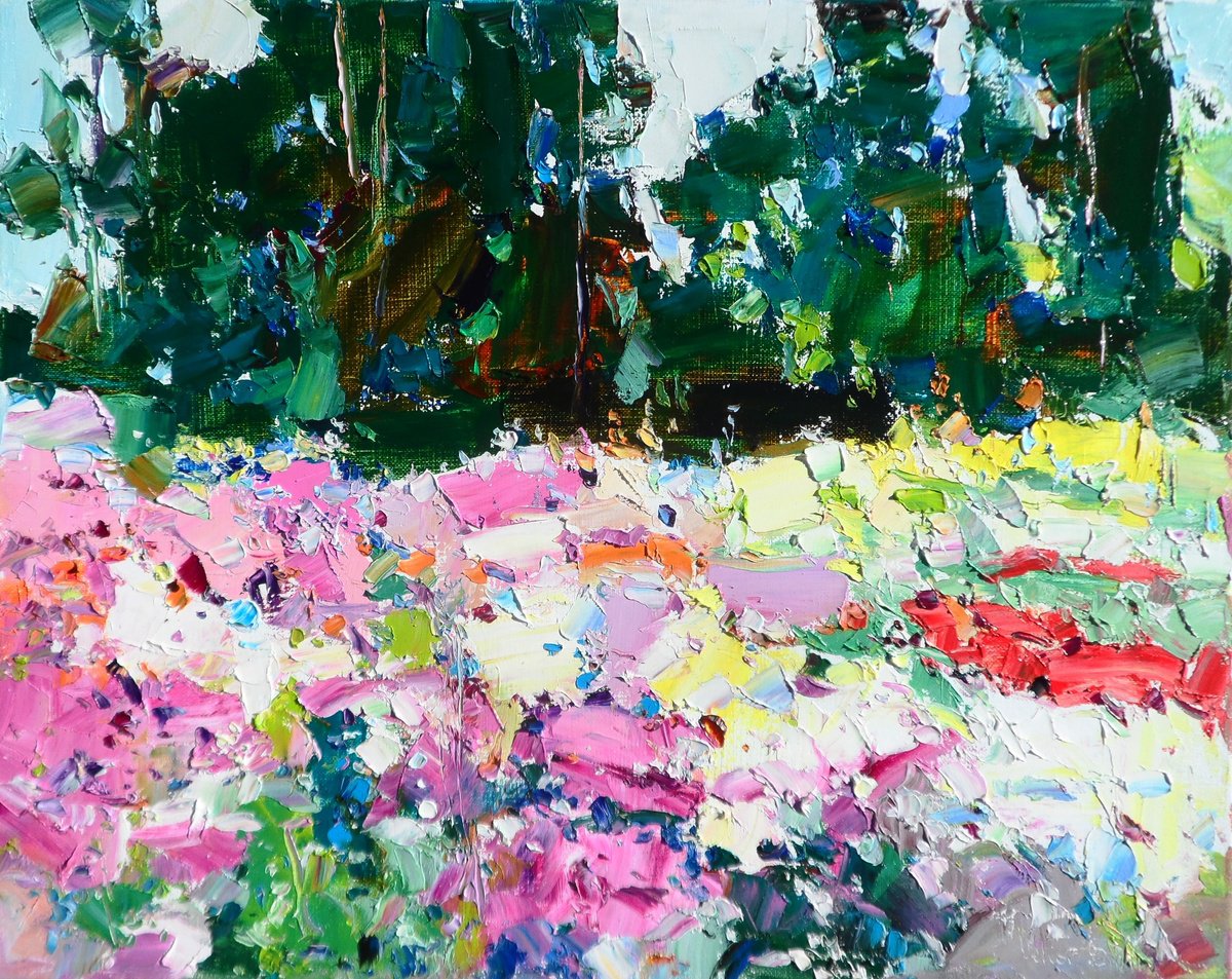 Expressive Botanical Oil Painting By Yehor Dulin, 20 X 16", " Chrysanthemum Garden", Original Artwork